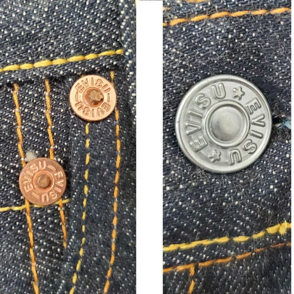 EVISU Vintage Unisex Selvedge Dark Denim Jeans Pants NWOT Custom Made Italy 29 - Picture 7 of 12